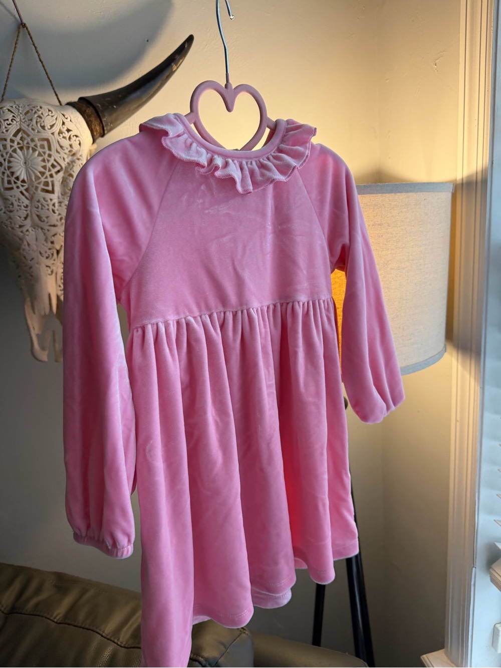 Pink Velvet Long Sleeve Dress